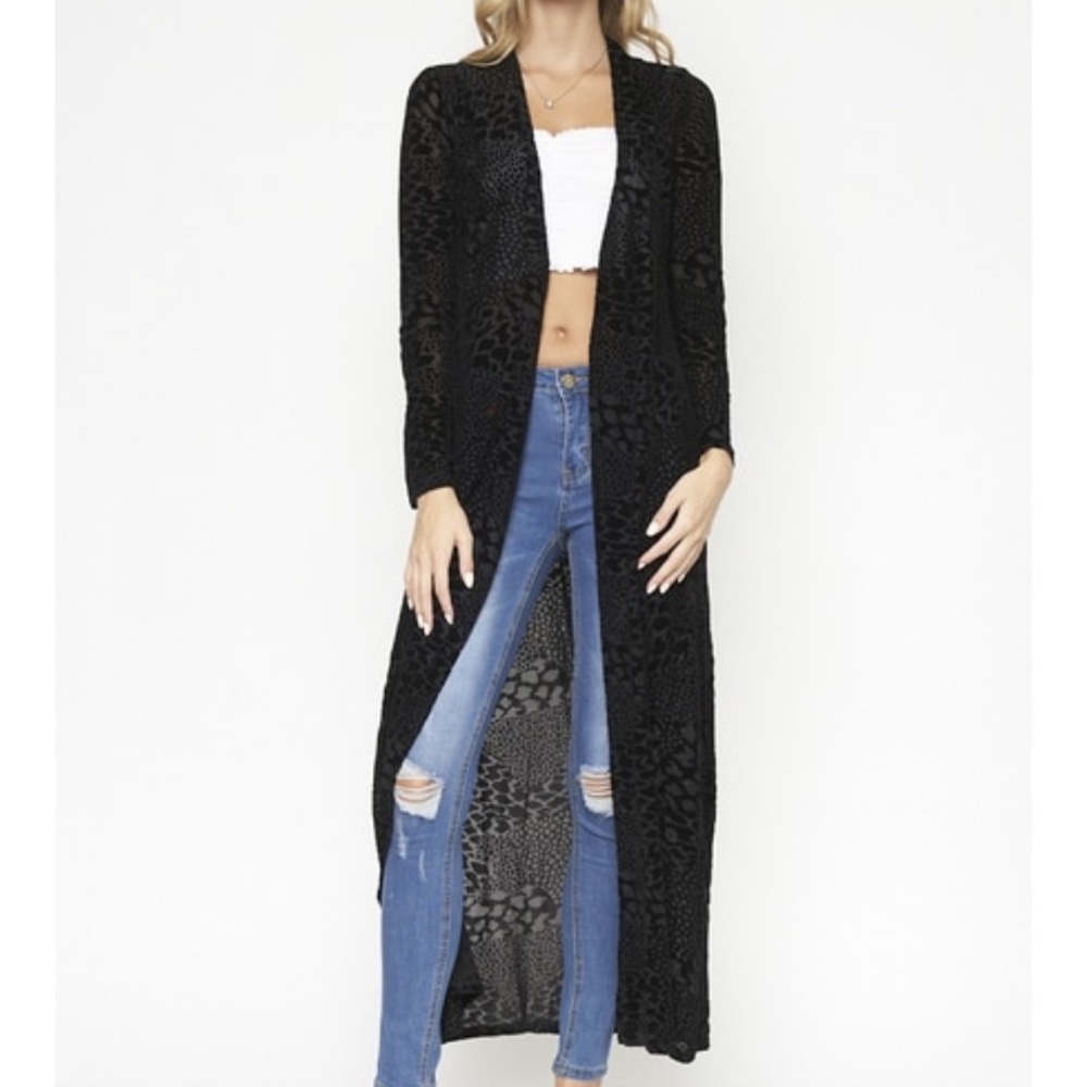 ❤️NEW S Black Stretch Duster Cardigan Jacket - Picture 4 of 7